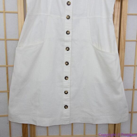 NEW Madewell Linen-Cotton Puff-Sleeve Mini Dress, lighthouse, 14‎ - Picture 5 of 16